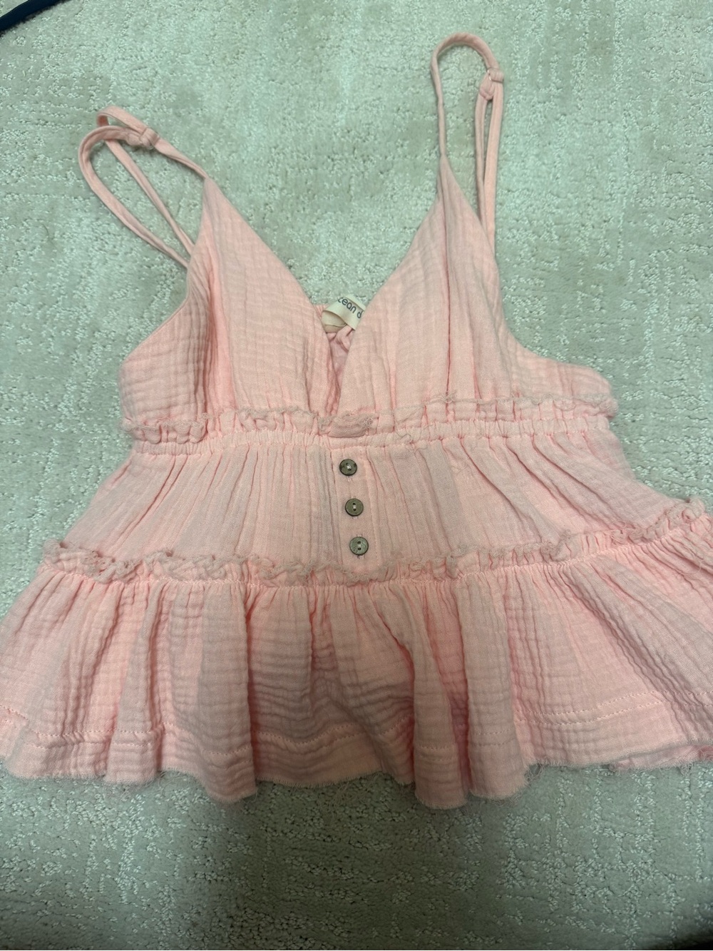 Light Pink Ruffled Cotton Cami Top